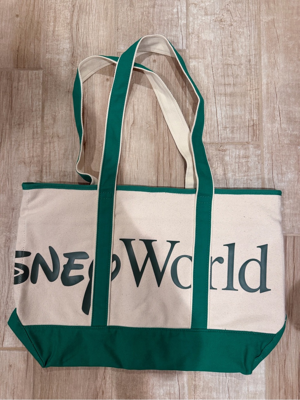 Disney World tiki room Canvas Tote Bag in Cream and Green